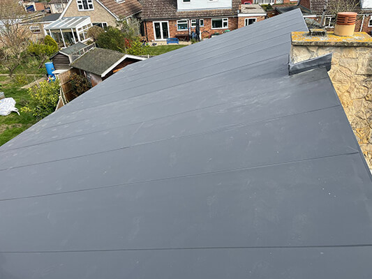 New single-ply roof on a home extension